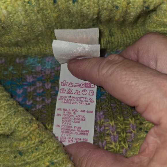 Oilily Green Lavender Wool Blend Cardigan Women's XL - Picture 4 of 8